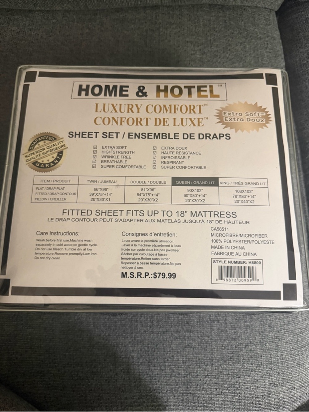 Luxury Comfort Fitted Queen Sheet Set - Black